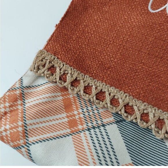 Autumn Thanksgiving Reversible Embroidered Plaid Table Runner - Picture 4 of 8